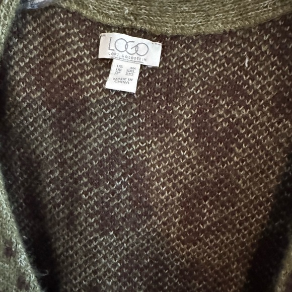 LOGO by Lori Goldstein Leopard Print Cardigan - Green and Brown - Picture 4 of 4